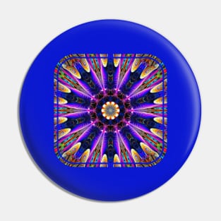 Bright Purple Pink and Blue Kaleidoscope Mandala Design Pin