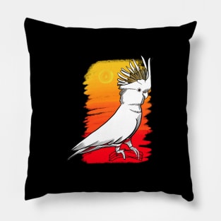 White cockatoo on sunset Pillow