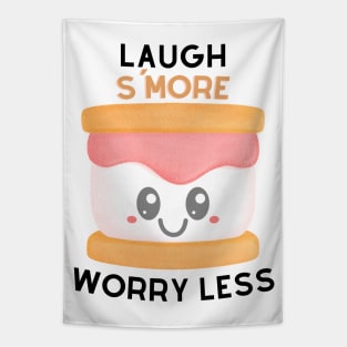 Laugh S'More Worry Less - Smiling Marshmallow Face Tapestry
