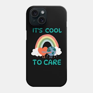 It's Cool To Care   earth day 2024 gift april 22 Cute Teacher  Lover Rainbow Phone Case