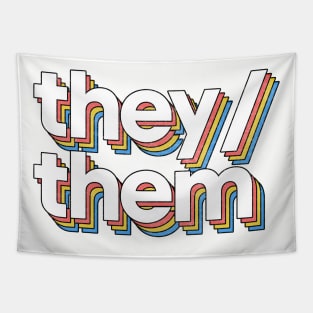 They/Them Pronouns --- Retro Style Design Tapestry