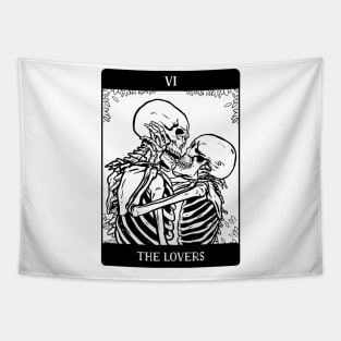 The Lovers Tarot Card Occult Gothic Skeleton Halloween Skull Tapestry