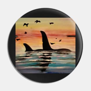 Orca Sunset Pin