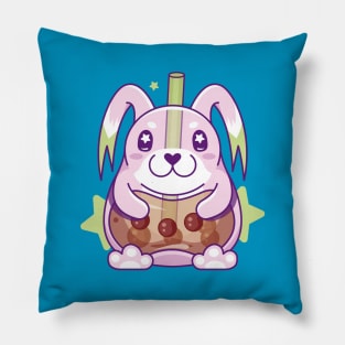 Kawaii Pink Bunny Boba Tea Pillow