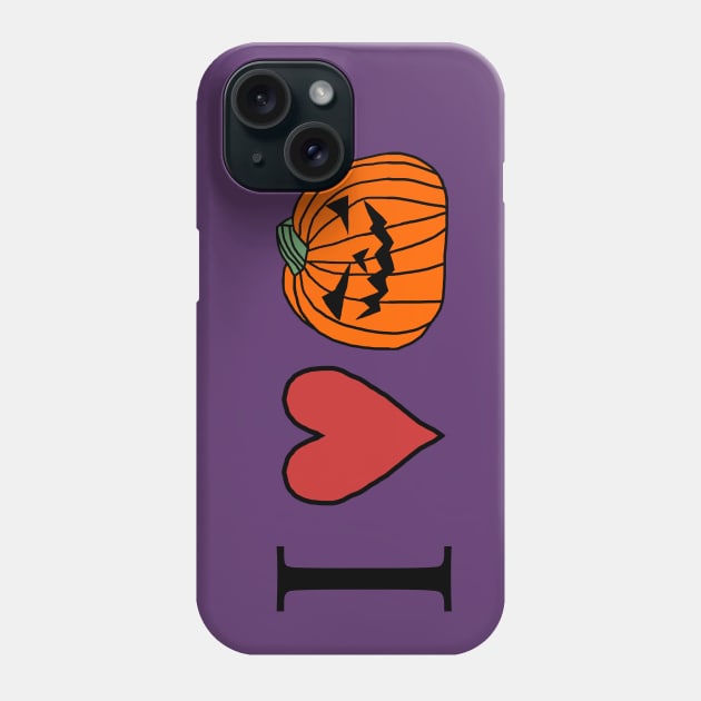 I Love Halloween Horror Pumpkin Face Phone Case by ellenhenryart