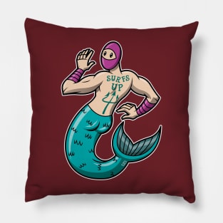 Mermaid Ninja - white boarder Pillow
