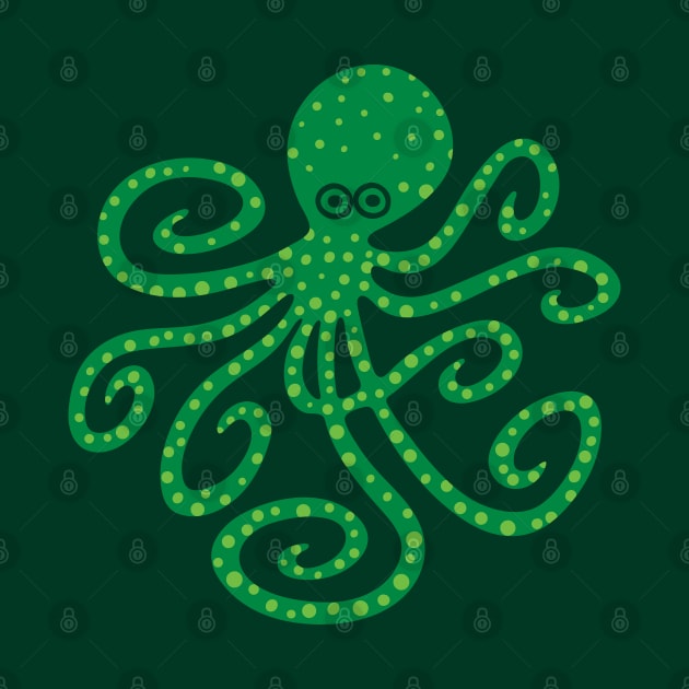 GREEN OCTOPUS Funny Undersea Ocean Creature with Tentacles - UnBlink Studio by Jackie Tahara by UnBlink Studio by Jackie Tahara