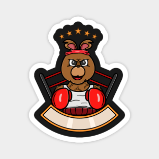 Boxing Bear  Cartoon Mascot Magnet