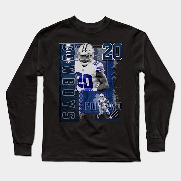 Tony Pollard Football Paper Poster Cowboys 2 Long Sleeve T-Shirt