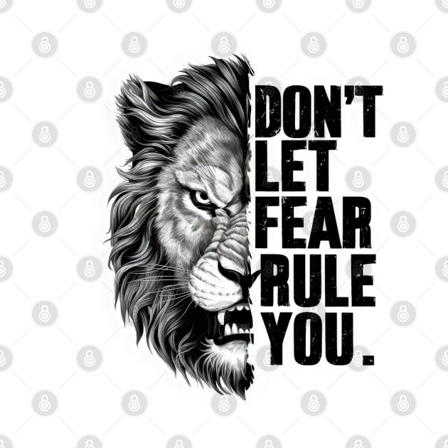 "Fearless Lion Typography Art Print Stoic Quote" - Inspiration, Animal Wisdom by stickercuffs