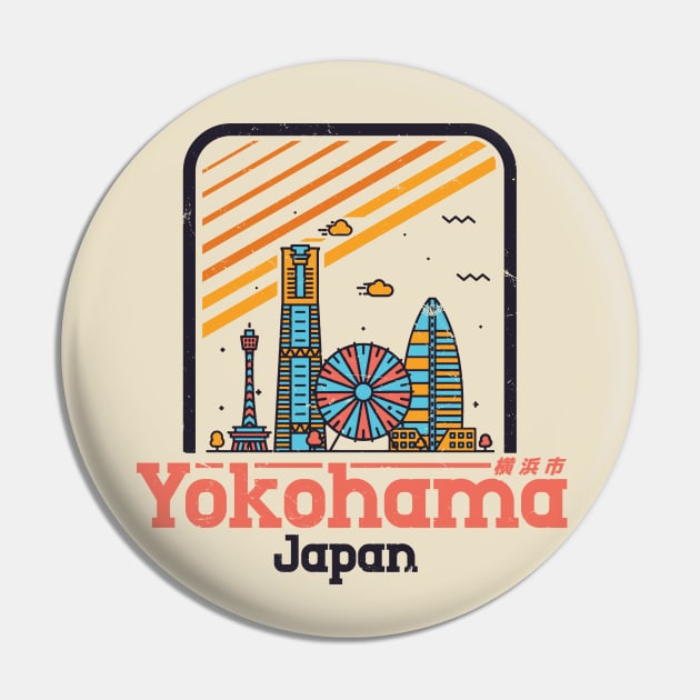 Yokohama, Japan City Vintage Pin by Issho Ni