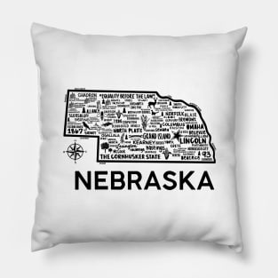 Nebraska Map Pillow