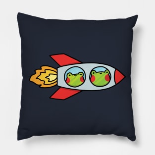 Frogs in a rocket spaceship Pillow