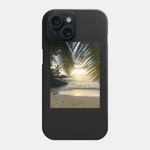 Seychelles mahe island beach palm trees paradise print Phone Case by simplythewest