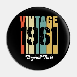 Vintage 1961 Original Parts Retro Vintage Birthday Gifts 59s Pin