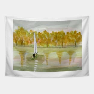 Yellow Reflections Watercolor Painting Tapestry