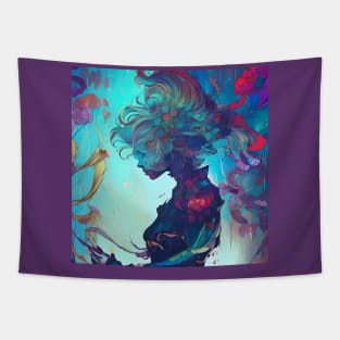 Fantastical Manga Flower Girl Tapestry