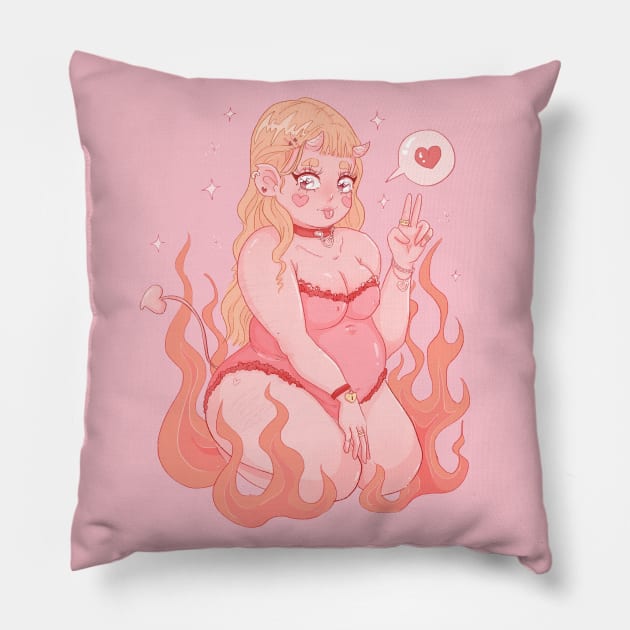 Valentines Demon Gxrl Pin-Up | 01 | Astrid Pillow by melissahooper