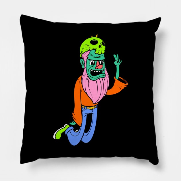 skull granpa Pillow by TOSSS LAB ILLUSTRATION