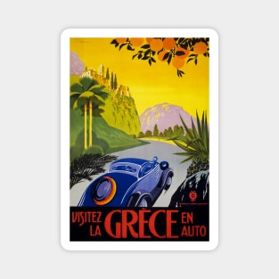 Vintage Travel Poster Greece Visitez la Grece en auto Magnet
