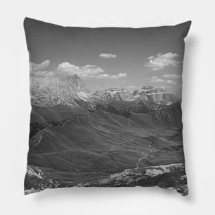 Green Mountain Valley Alpine Landscape bnw Pillow
