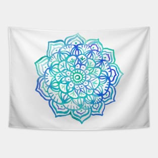 Watercolor Medallion in Ocean Colors Tapestry