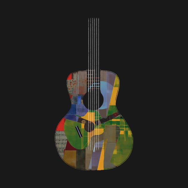 Guitar inception - Minimalist Abstract Art Patchwork Collage by bulografik