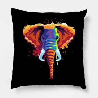 Colorful Elephant artist design. Unique style. Add color and style to any outfit. Perfect for any elephant lover! Pillow