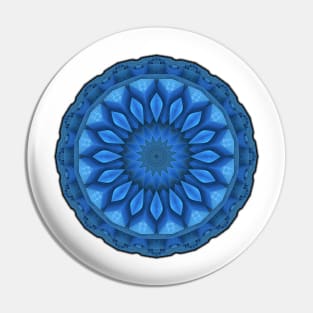 16-sided Mandala in Blue Tones Pin