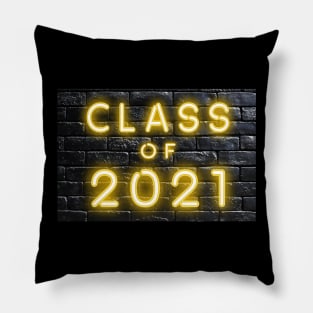 Class of 2021 Neon Sign Yellow Pillow