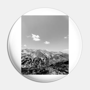 Rocky mountain peak and sky, black and white photography Pin