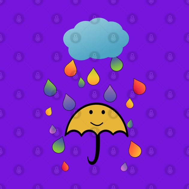 Rainbow Umbrella Raindrops by Timeforplay