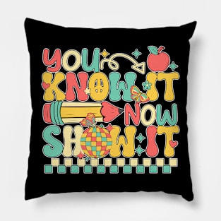 Groovy You Know It Now Show It Testing Day  Kids Funny Pillow