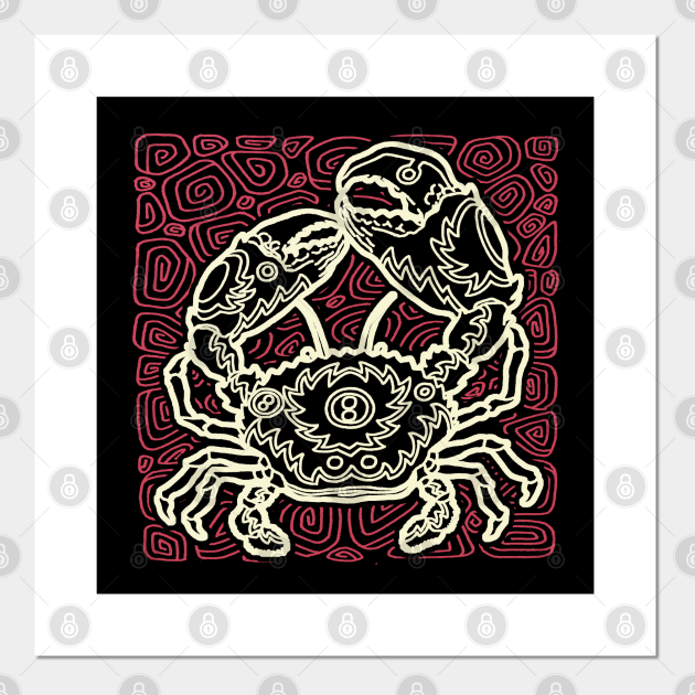 Tribal Animal Crab Ink Art Tattoo Retro Red White - Tribal Design - Posters and Art Prints | TeePublic Tribal Animal Crab Ink Art Tattoo Retro Red White - Tribal Design - Posters and Art Prints | TeePublic