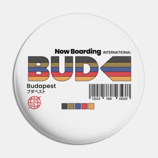 Vintage Budapest BUD Airport Label Retro Travel Hungary Pin