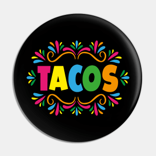 Tacos México colorful lettering mexican food street style chicano pride Pin
