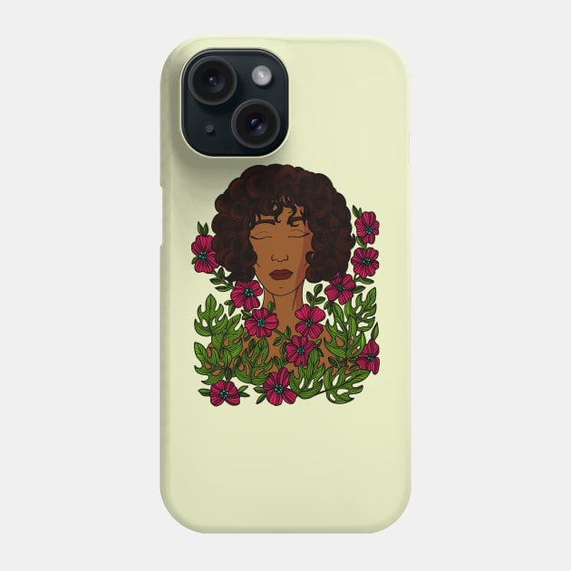 Beautiful woman and flowers Phone Case by nadka.drawings