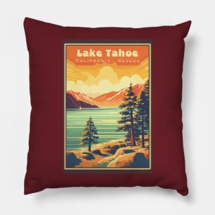 Lake Tahoe National Park Vintage Travel Poster Pillow