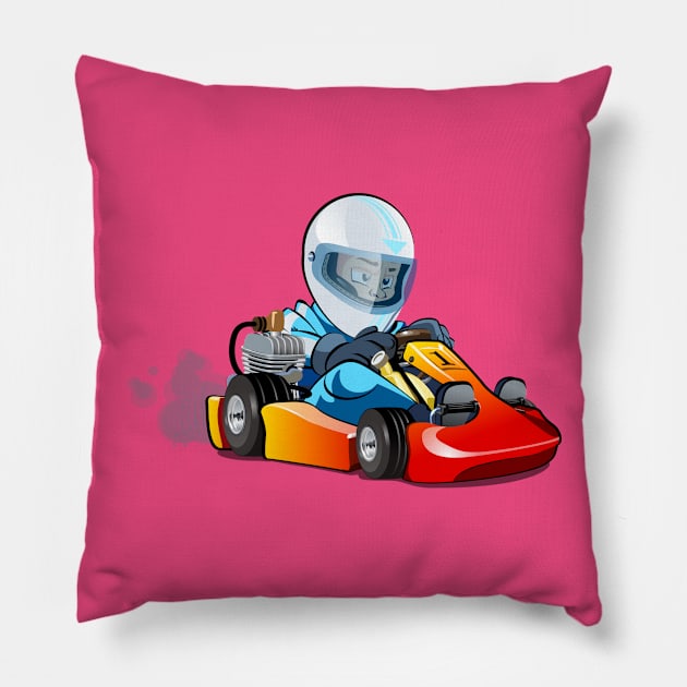 Cartoon kart Pillow by Mechanik