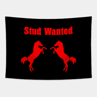 Stud Wanted Two Stallion Horses Dark Monotone Tapestry