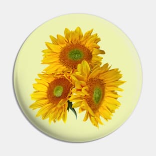 Three Golden Sunflowers Pin