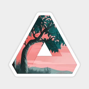 Artistic Triangle With A Calm Tree Sunset Scene Magnet