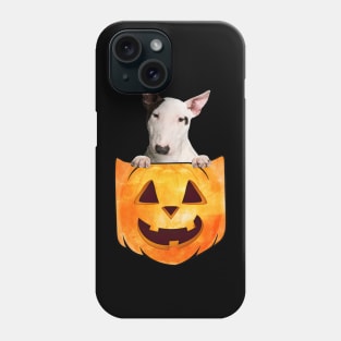 Bull Terrier Dog In Pumpkin Pocket Halloween Phone Case