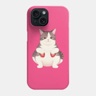 Cute Cat Holding Strawberries Phone Case