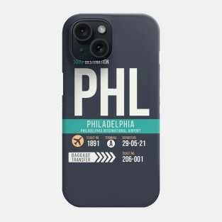 Philadelphia (PHL) Airport Code Baggage Tag Phone Case