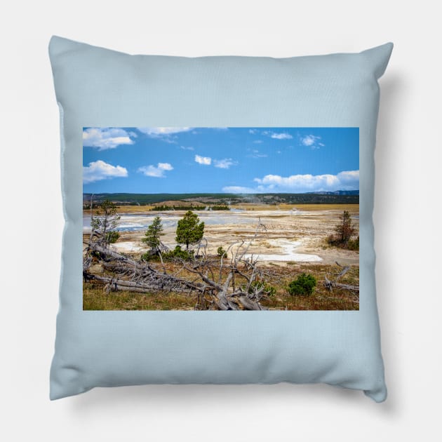 Volcanic Tableland Yellowstone Wyoming Pillow by Debra Martz