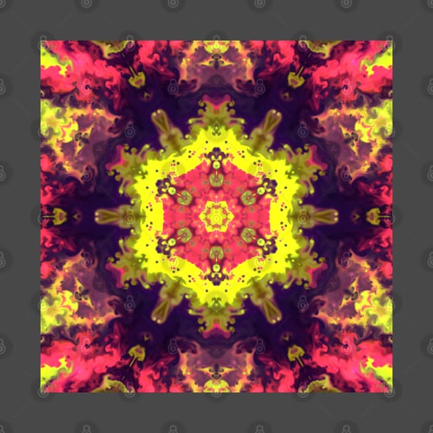 Yellow and Pink Smoke Kaleidoscope Pattern by WormholeOrbital