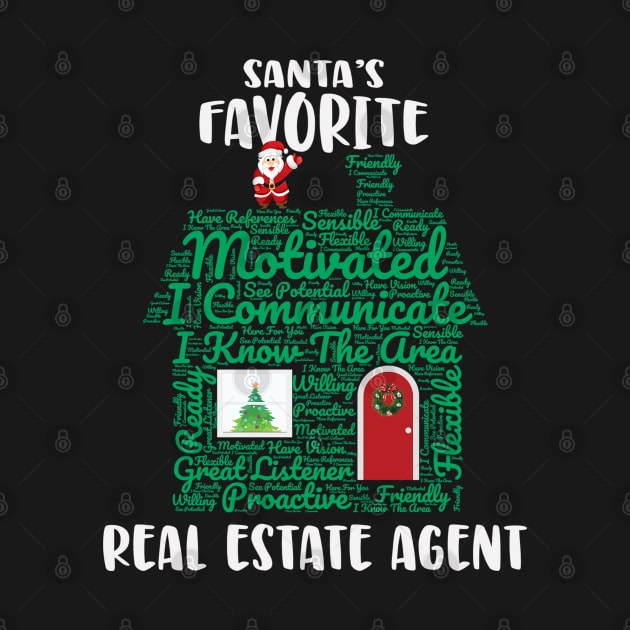 Santas Favorite Real Estate Agent Christmas Word Cloud by Rosemarie Guieb Designs