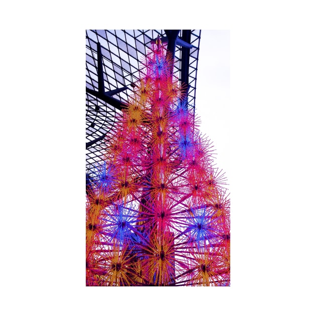 Street Christmas tree decoration in colorful neon lights by kall3bu