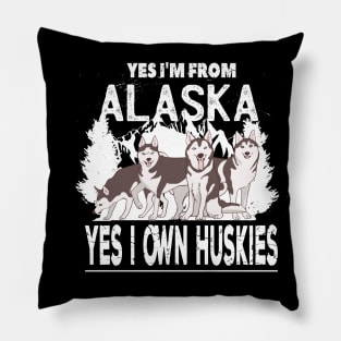 Yes I'm From Alaska Yes I own Huskies mushing Pillow